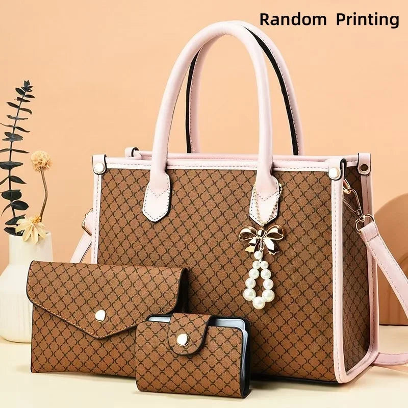 High-End Large Capacity Women's Handbag Stylish Shoulder Bag for Middle-Aged Mothers Trendy Neutral Minimalist Style PU Leather