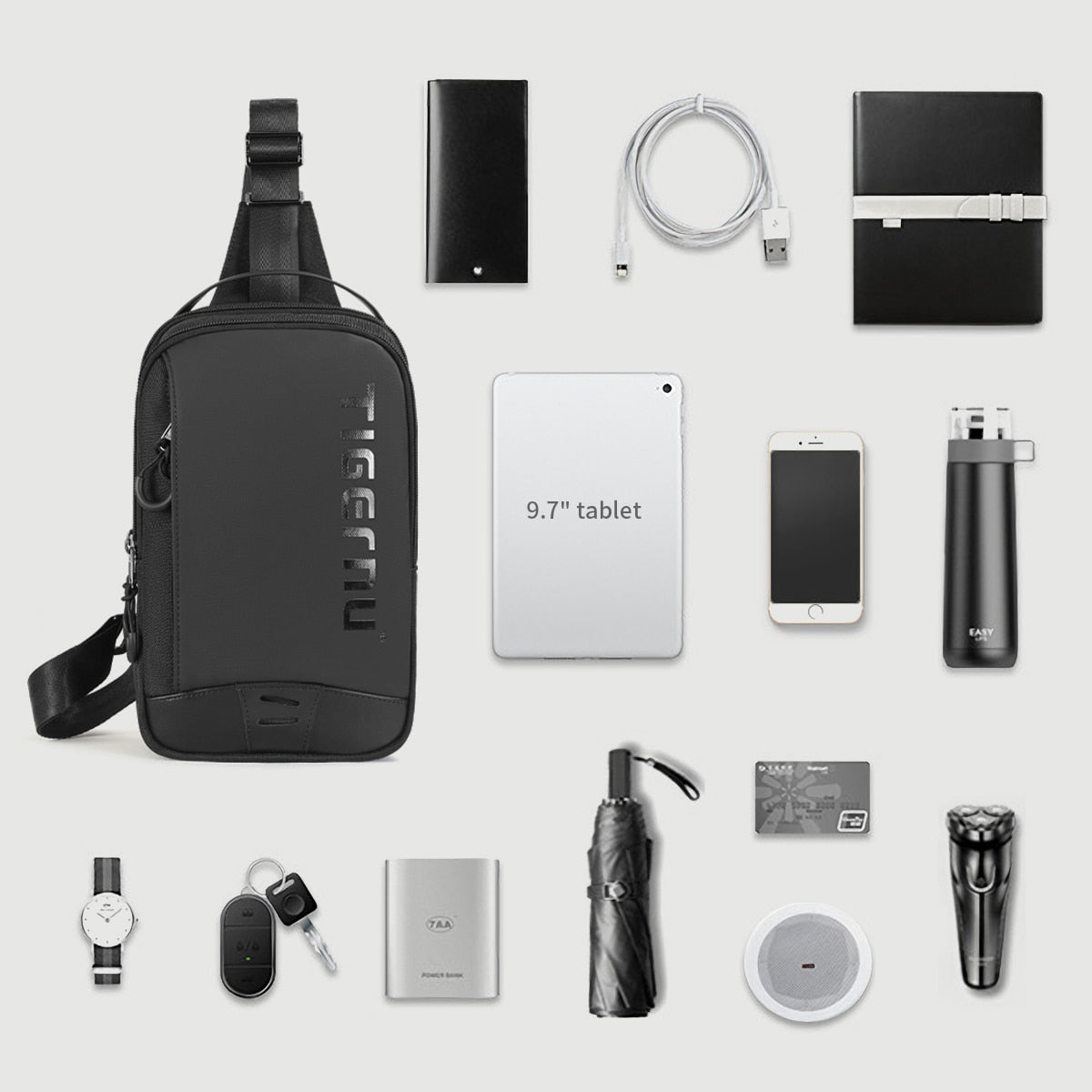 Lifetime Warranty Chest Bag For Men Cool Style Men Shoulder Bag 9.7inch IPad Bag Casual Male Crossbody Bag Lightweigt Mini Bags