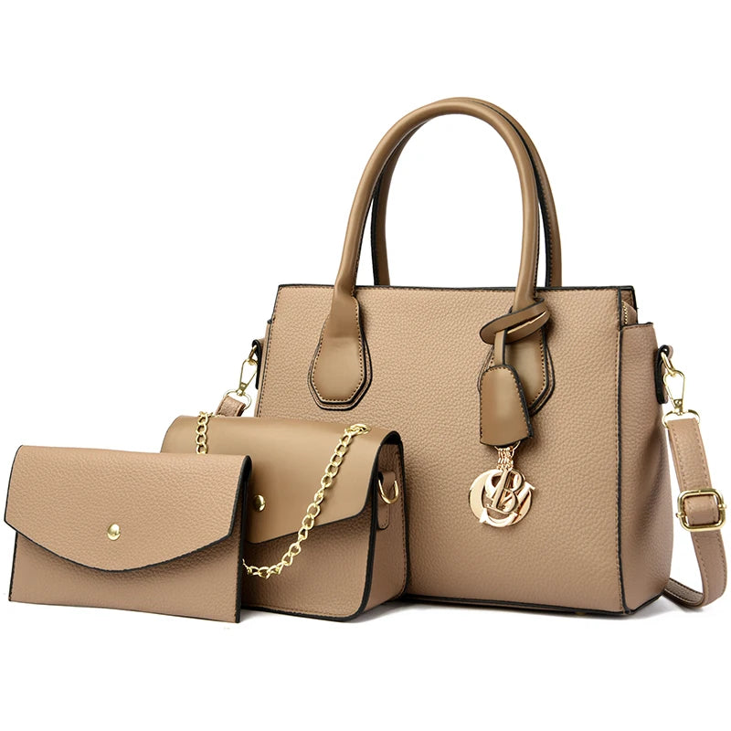 2 Piece Set Casual Tote Vintage Ladies Tote Hand Bag Leather Luxury Handbags Women Designer Bags for Women 2024 Sac A Main Femme
