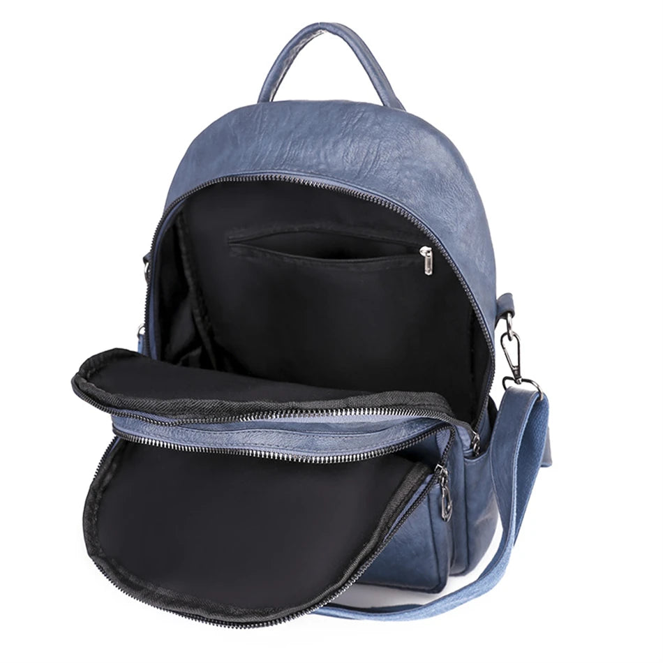 Fashion Women Large Capacity Shoulder Bags Soft Pu Leather Backpacks for School Teenagers Girls Multifunctional Travel Backpacks