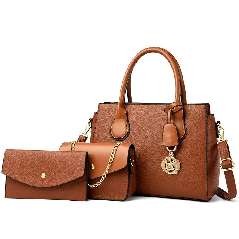 2 Piece Set Casual Tote Vintage Ladies Tote Hand Bag Leather Luxury Handbags Women Designer Bags for Women 2024 Sac A Main Femme