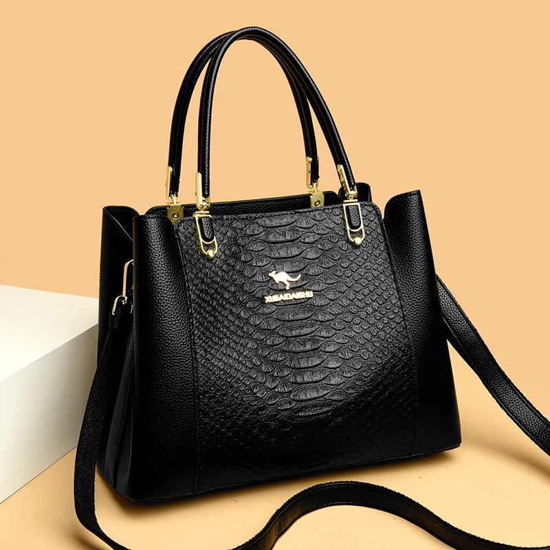 Fashion Women Designer 3 Layers Shoulder Crossbody Sac Ladies Large Capacity Leather Handbags Shopper Brand Messenger Totes