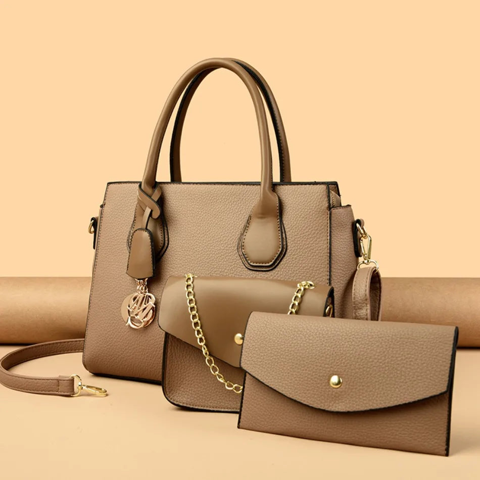 2 Piece Set Casual Tote Vintage Ladies Tote Hand Bag Leather Luxury Handbags Women Designer Bags for Women 2024 Sac A Main Femme