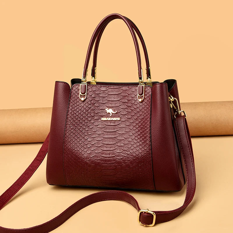 Fashion Women Designer 3 Layers Shoulder Crossbody Sac Ladies Large Capacity Leather Handbags Shopper Brand Messenger Totes