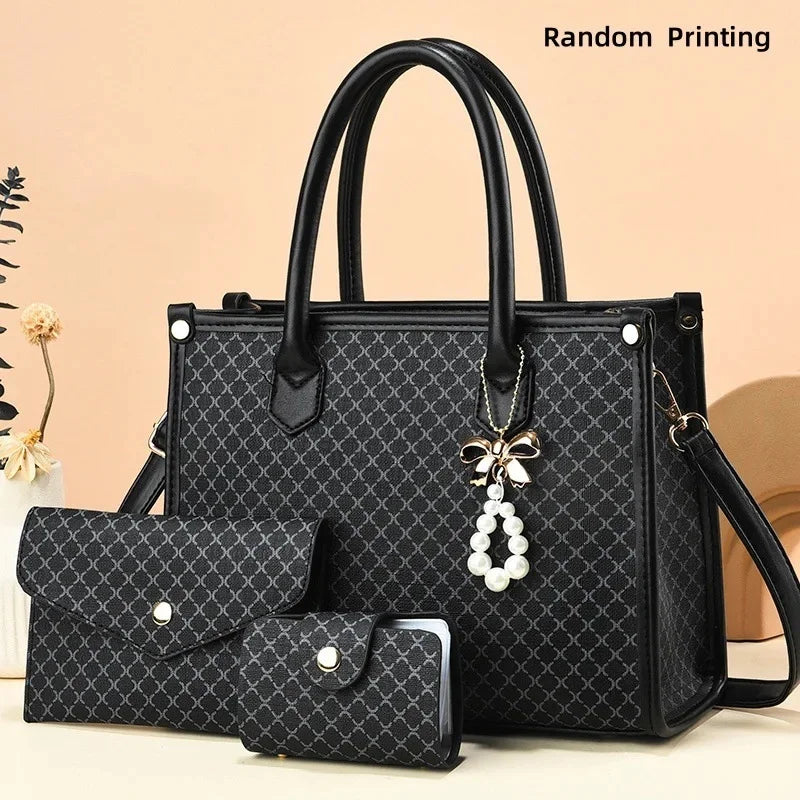 High-End Large Capacity Women's Handbag Stylish Shoulder Bag for Middle-Aged Mothers Trendy Neutral Minimalist Style PU Leather