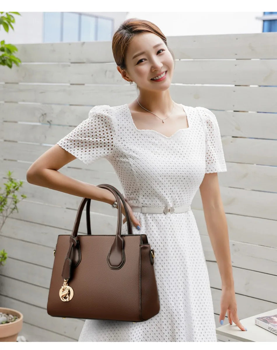 2 Piece Set Casual Tote Vintage Ladies Tote Hand Bag Leather Luxury Handbags Women Designer Bags for Women 2024 Sac A Main Femme