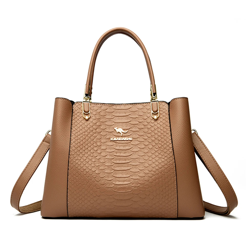 Fashion Women Designer 3 Layers Shoulder Crossbody Sac Ladies Large Capacity Leather Handbags Shopper Brand Messenger Totes