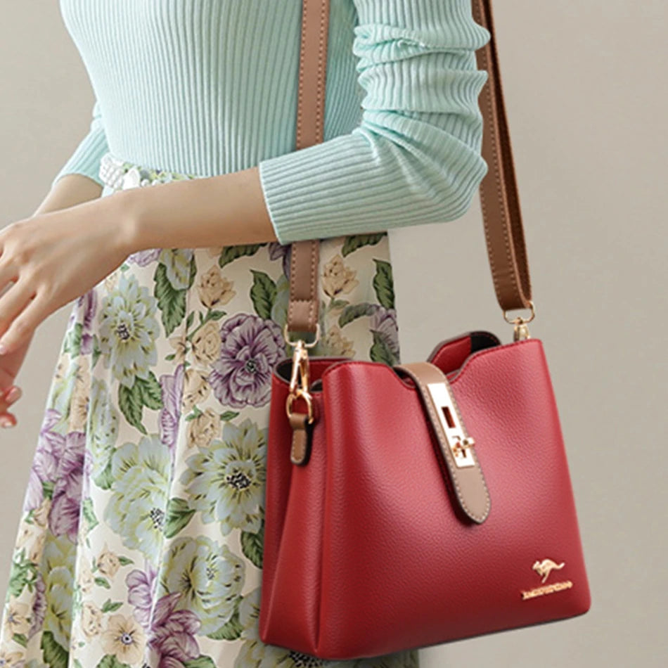 3-layer Large Capacity Purses and Handbags Crossbody for Women Designers High Quality Leather Fashion New Messenger Shoulder Bag