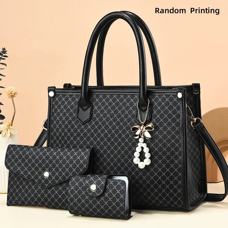 High-End Large Capacity Women's Handbag Stylish Shoulder Bag for Middle-Aged Mothers Trendy Neutral Minimalist Style PU Leather