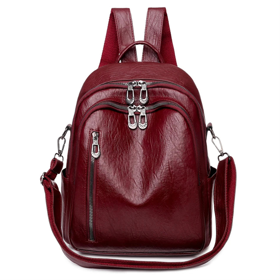 Fashion Women Large Capacity Shoulder Bags Soft Pu Leather Backpacks for School Teenagers Girls Multifunctional Travel Backpacks