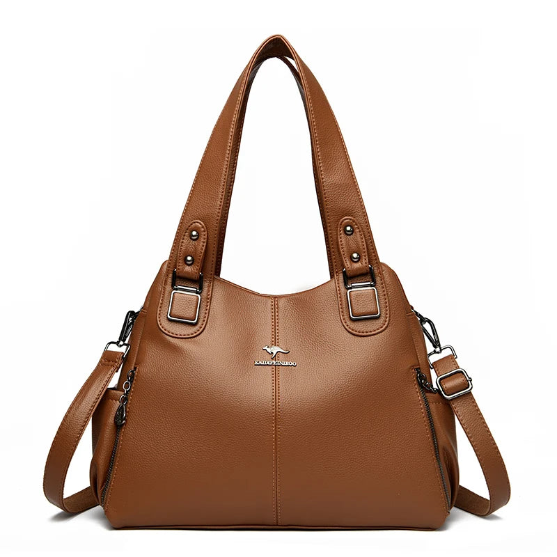 Genuine Soft Leather Handbags for Women Casual Shoulder Tote Bag Luxury Designer Ladies Large Capacity Purse Bags Sac A Main Hot