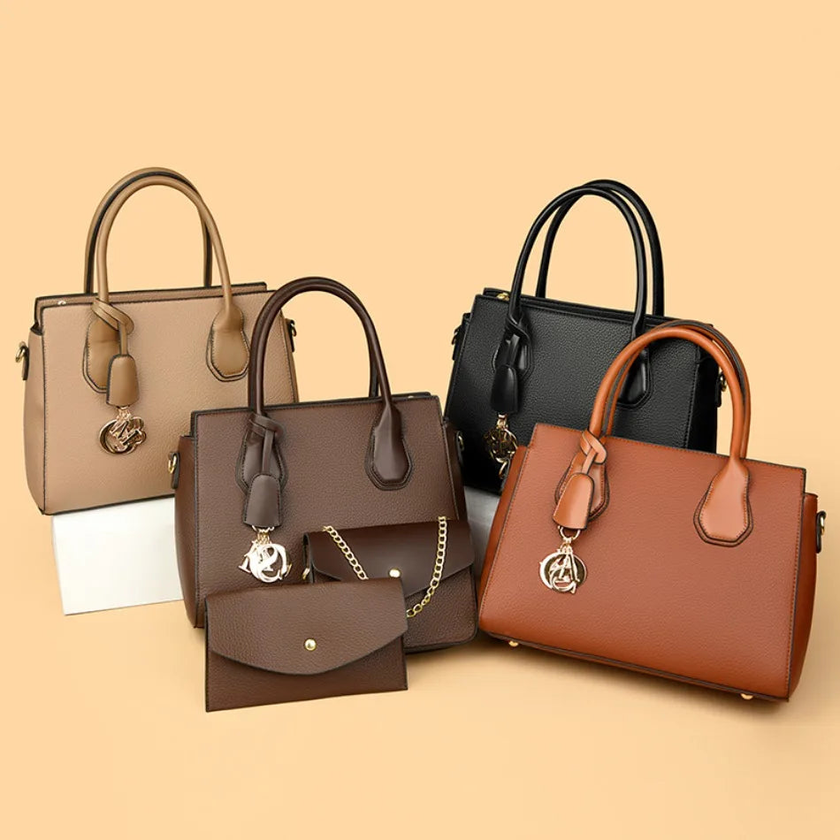 2 Piece Set Casual Tote Vintage Ladies Tote Hand Bag Leather Luxury Handbags Women Designer Bags for Women 2024 Sac A Main Femme