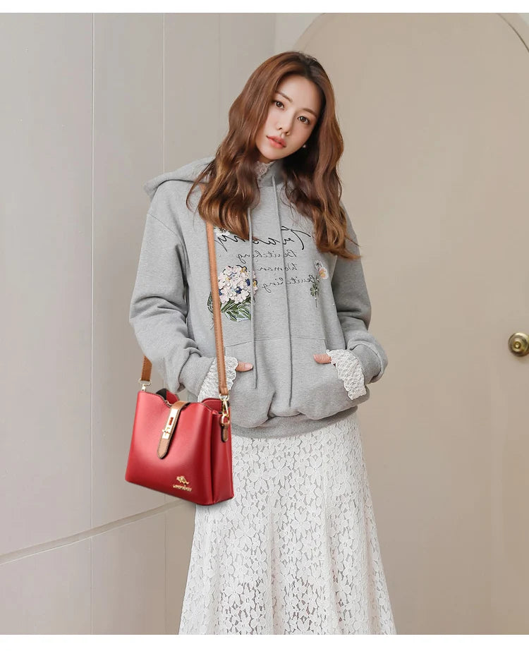 3-layer Large Capacity Purses and Handbags Crossbody for Women Designers High Quality Leather Fashion New Messenger Shoulder Bag