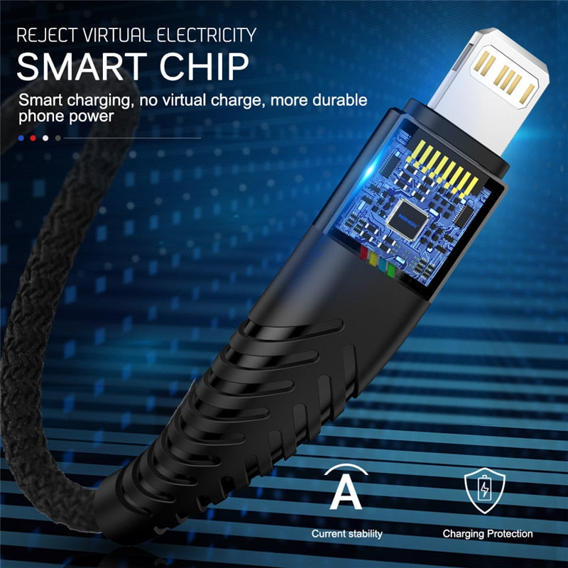 Quick Charge USB Cable For iPhone 12 13 14 11 Pro X Max 6 7 8 Plus 5 SE Apple iPad Origin Mobile Phone Cord Data Charger Wire 3m