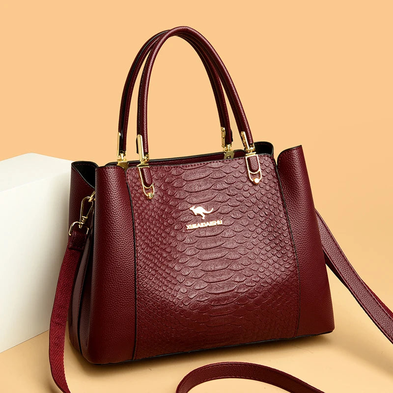 Fashion Women Designer 3 Layers Shoulder Crossbody Sac Ladies Large Capacity Leather Handbags Shopper Brand Messenger Totes