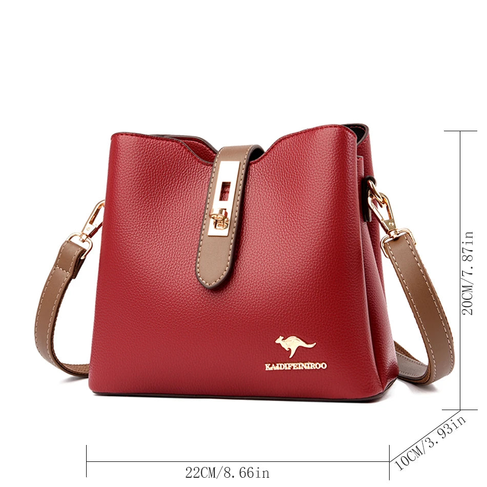 3-layer Large Capacity Purses and Handbags Crossbody for Women Designers High Quality Leather Fashion New Messenger Shoulder Bag