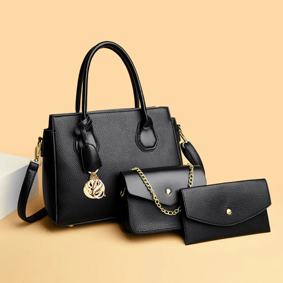 2 Piece Set Casual Tote Vintage Ladies Tote Hand Bag Leather Luxury Handbags Women Designer Bags for Women 2024 Sac A Main Femme