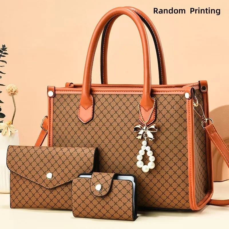 High-End Large Capacity Women's Handbag Stylish Shoulder Bag for Middle-Aged Mothers Trendy Neutral Minimalist Style PU Leather
