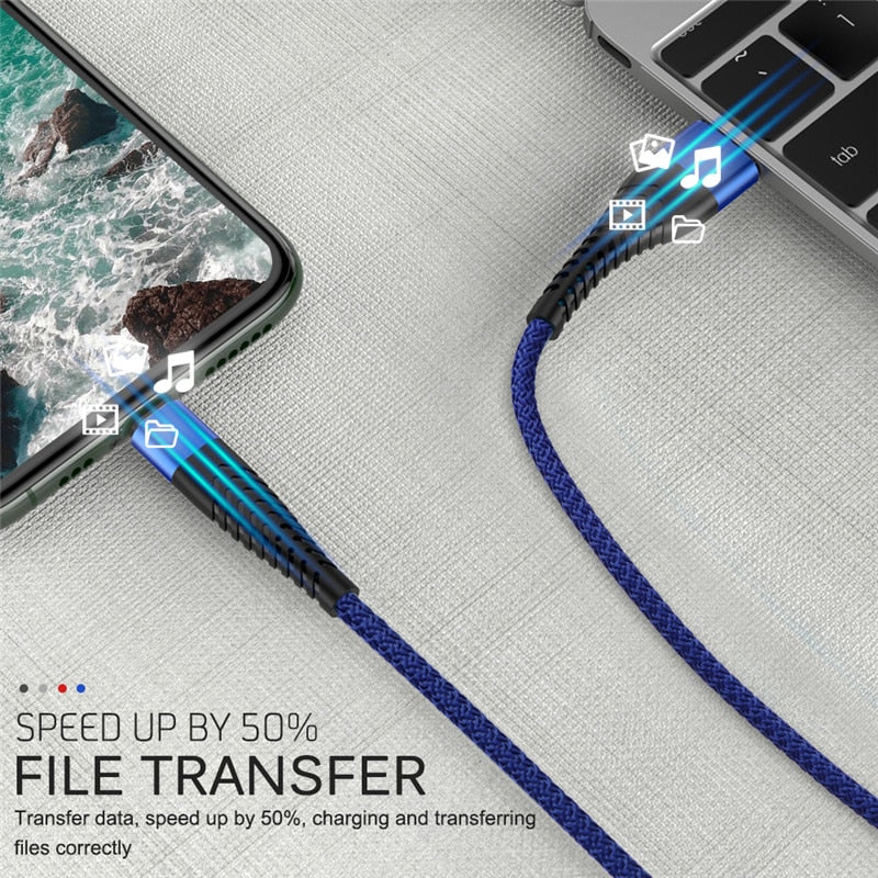Quick Charge USB Cable For iPhone 12 13 14 11 Pro X Max 6 7 8 Plus 5 SE Apple iPad Origin Mobile Phone Cord Data Charger Wire 3m