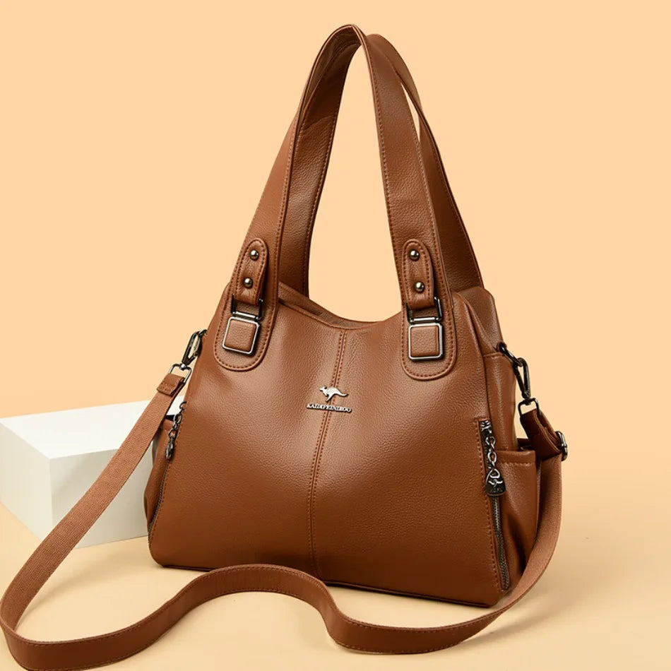 Genuine Soft Leather Handbags for Women Casual Shoulder Tote Bag Luxury Designer Ladies Large Capacity Purse Bags Sac A Main Hot