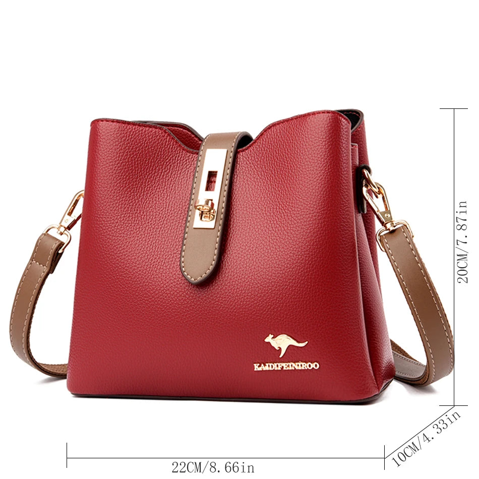 3-layer Large Capacity Purses and Handbags Crossbody for Women Designers High Quality Leather Fashion New Messenger Shoulder Bag