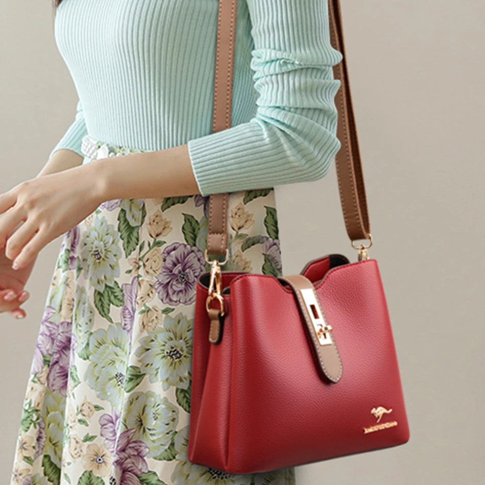 3-layer Large Capacity Purses and Handbags Crossbody for Women Designers High Quality Leather Fashion New Messenger Shoulder Bag