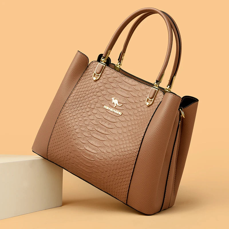 Fashion Women Designer 3 Layers Shoulder Crossbody Sac Ladies Large Capacity Leather Handbags Shopper Brand Messenger Totes
