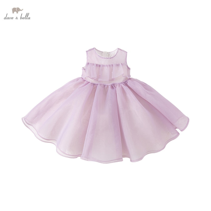 Dave Bella Girl's Purple Sleeveless Poached Dress Dress New Summer Style DB2233964