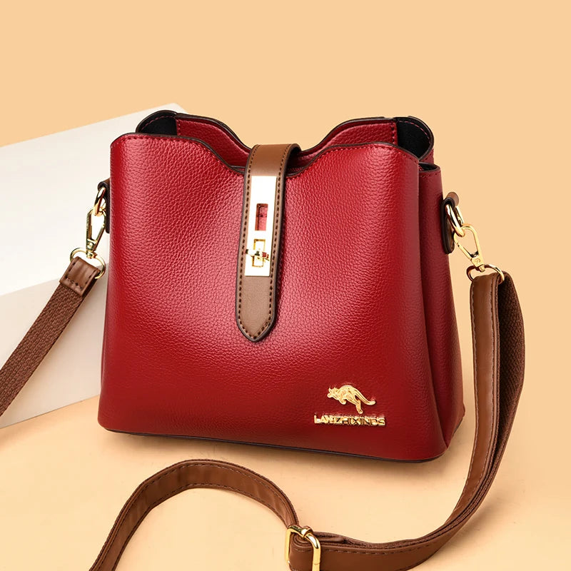 3-layer Large Capacity Purses and Handbags Crossbody for Women Designers High Quality Leather Fashion New Messenger Shoulder Bag