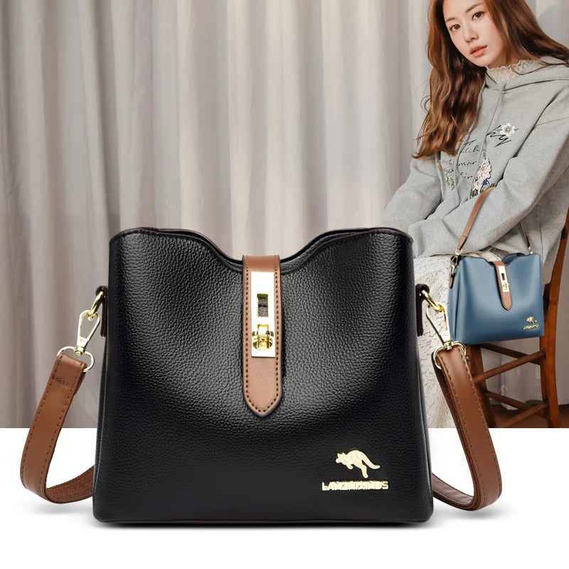 3-layer Large Capacity Purses and Handbags Crossbody for Women Designers High Quality Leather Fashion New Messenger Shoulder Bag