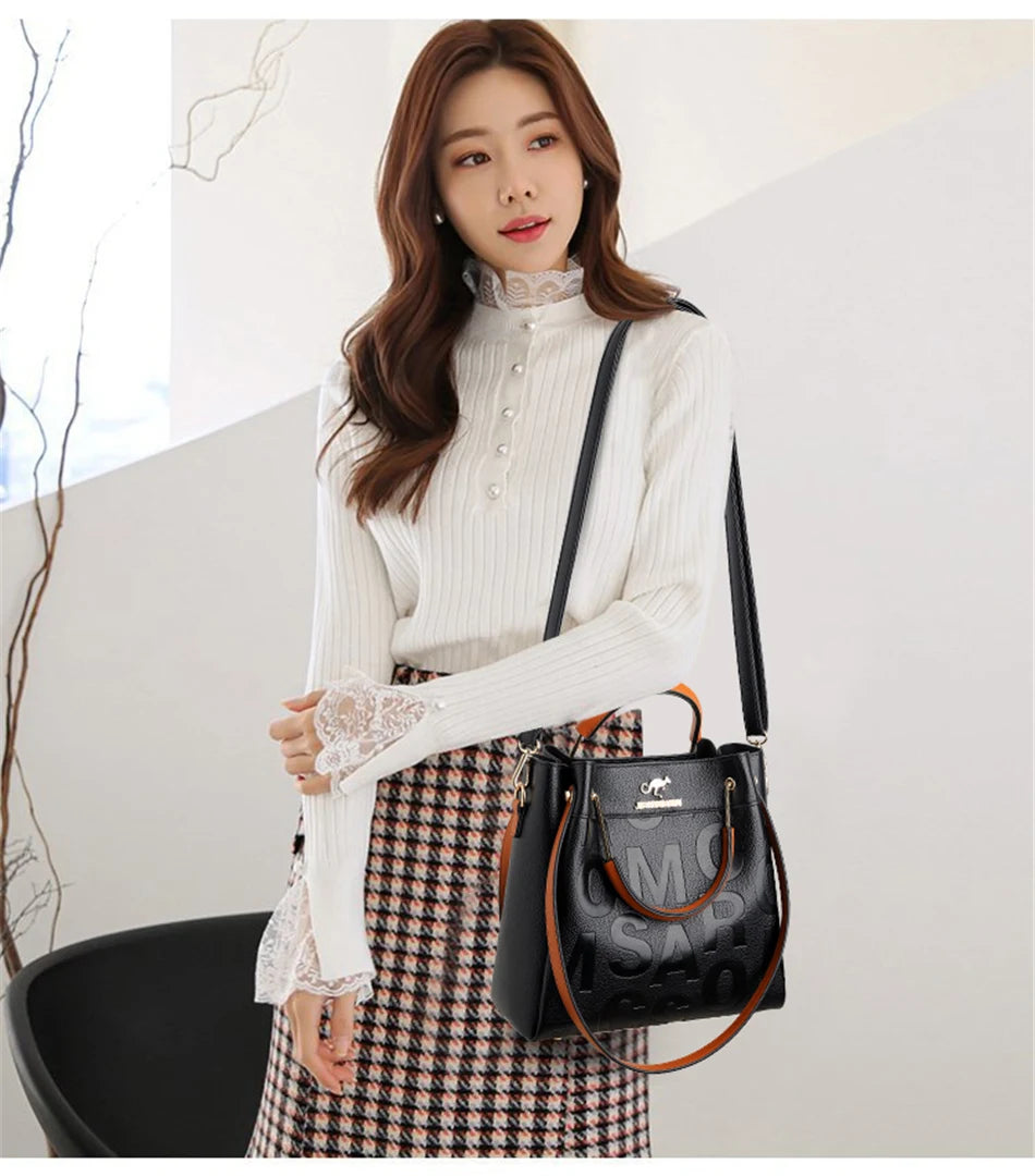 3 Layers Luxury Handbags Women Bags Designer Letters Women's PU Leather Hand Shopping Bags Shoulder Crossbody Bag Sac A Main