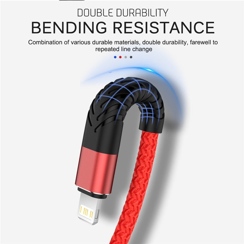 Quick Charge USB Cable For iPhone 12 13 14 11 Pro X Max 6 7 8 Plus 5 SE Apple iPad Origin Mobile Phone Cord Data Charger Wire 3m