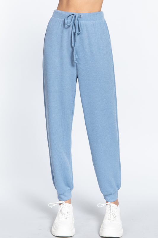 Waist String Detail Hacci Long Pants - https://www.luxenorstore.com