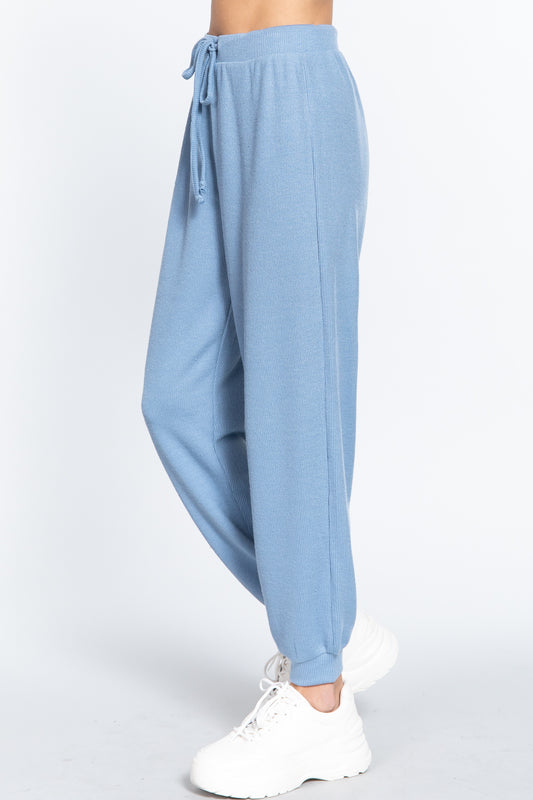 Waist String Detail Hacci Long Pants - https://www.luxenorstore.com