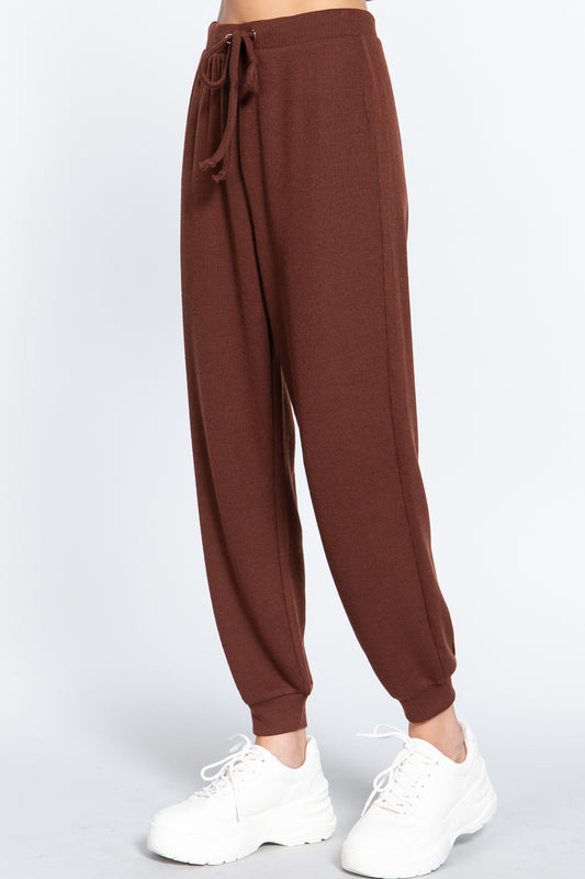 Waist String Detail Hacci Long Pants - https://www.luxenorstore.com