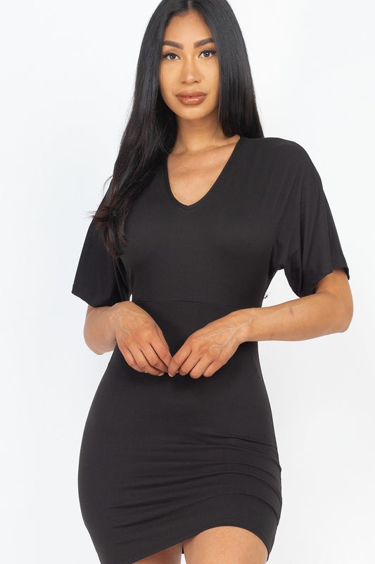 Dolman Sleeves Solid Mini Dress - https://www.luxenorstore.com