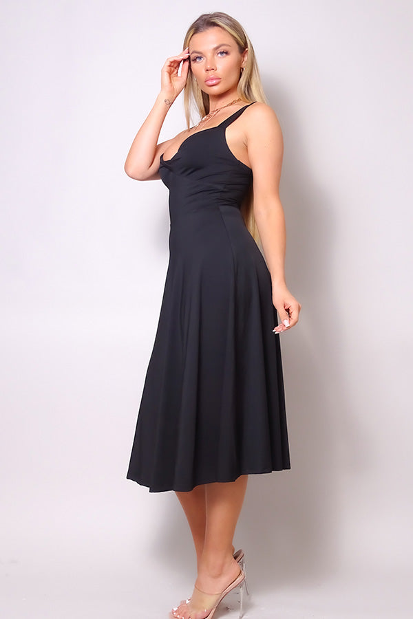 Sleeveless Twist Front A Line Midi Dress - https://www.luxenorstore.com