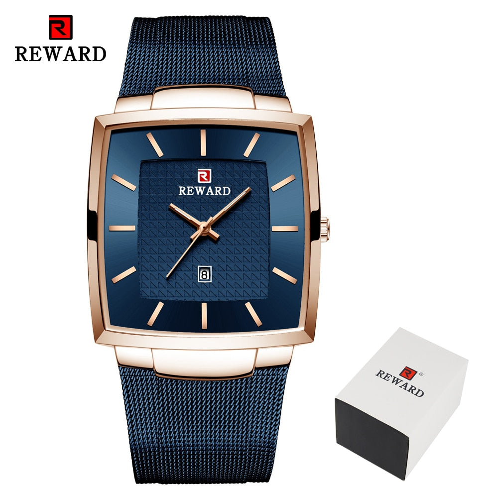 REWARD Fashion Blue Men's Watches 2022 New Top Luxury Brand Watch Men Business Waterproof Stainless Steel Quartz Wristwatch