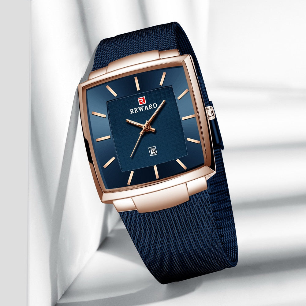 REWARD Fashion Blue Men's Watches 2022 New Top Luxury Brand Watch Men Business Waterproof Stainless Steel Quartz Wristwatch