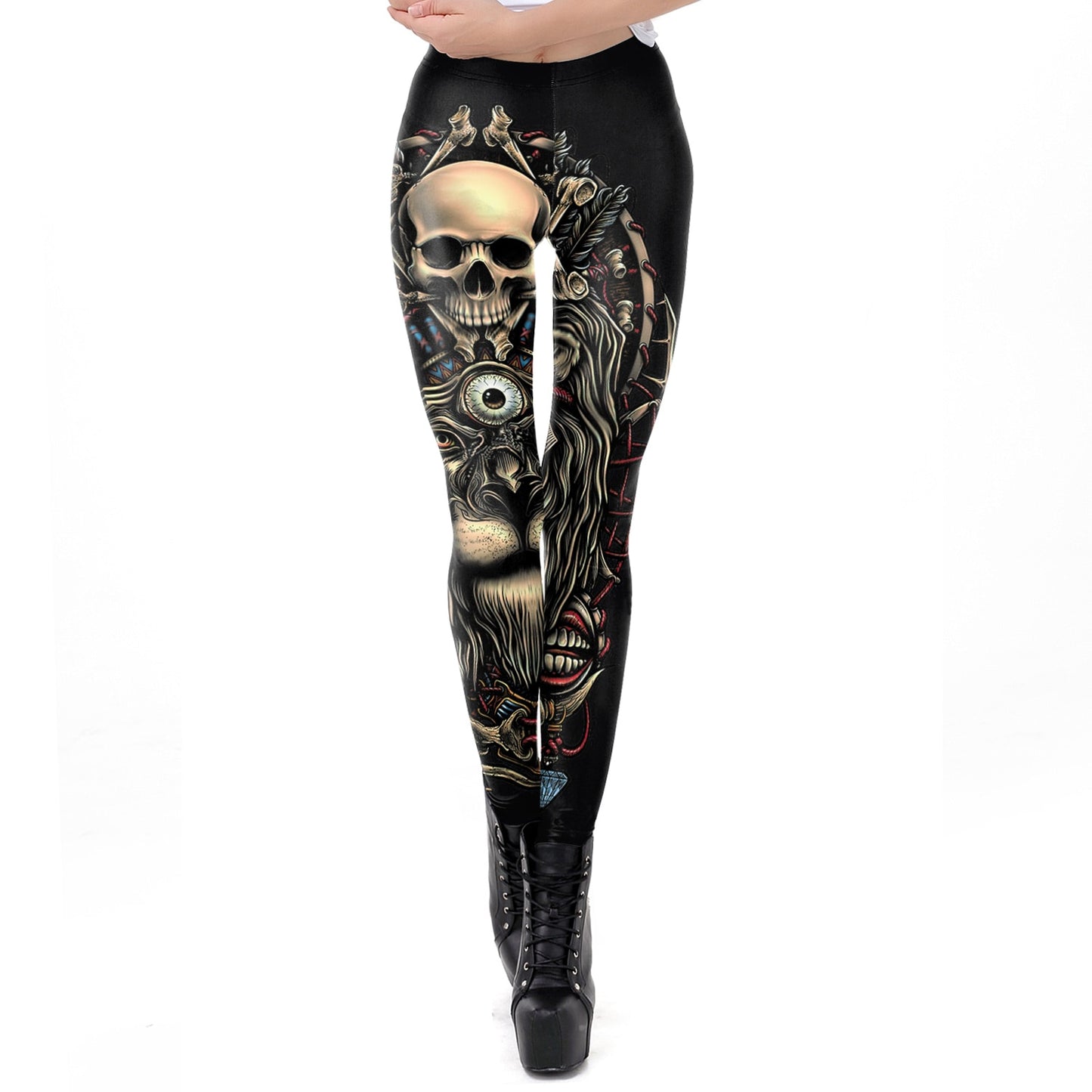 [You're My Secret] 2021 New Gothic Printed Leggings For Women Halloween Skull Sexy Legging Rose Pattern Fitness Workout Leggins - https://www.luxenorstore.com