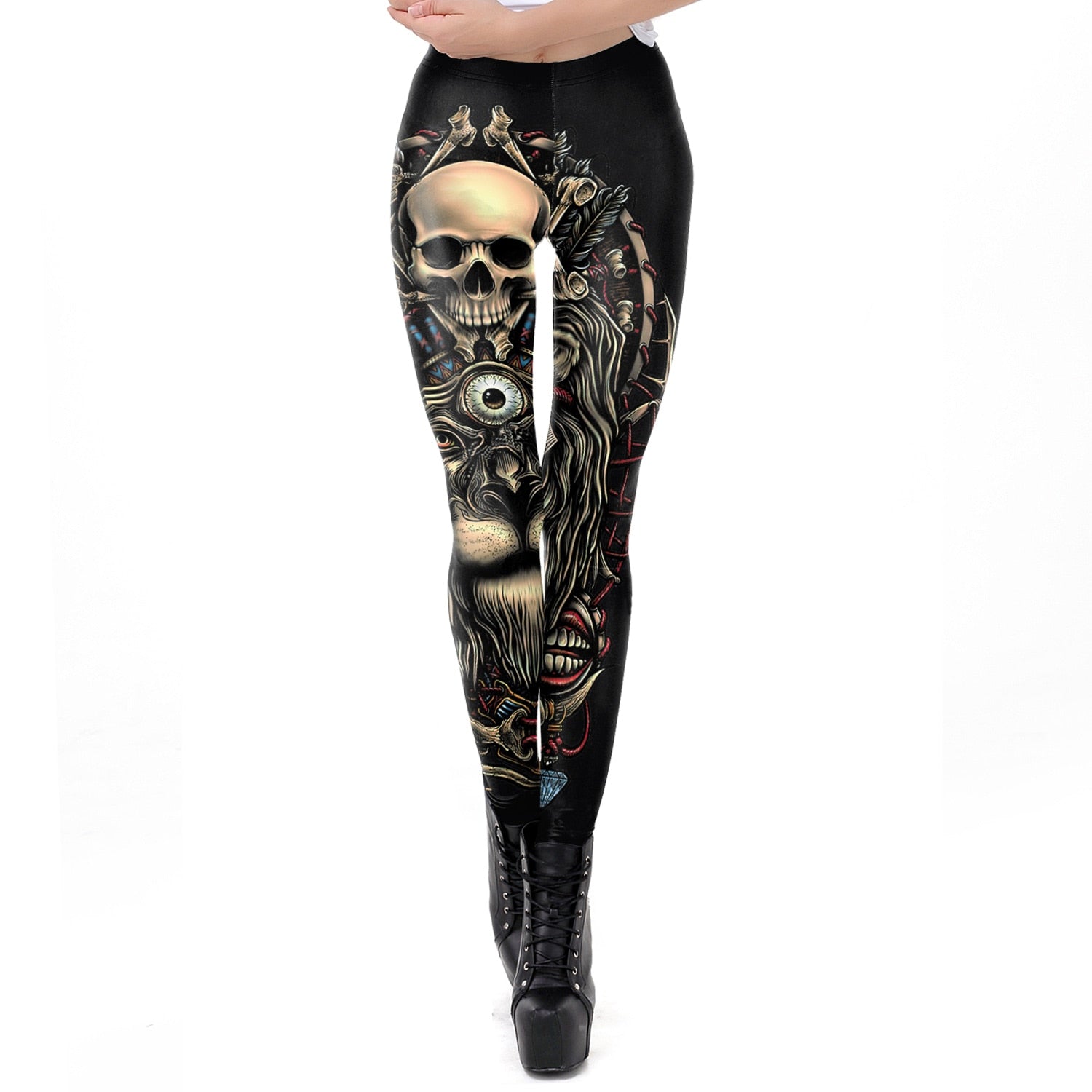 [You're My Secret] 2021 New Gothic Printed Leggings For Women Halloween Skull Sexy Legging Rose Pattern Fitness Workout Leggins - https://www.luxenorstore.com