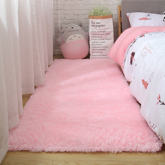 Pink Carpet For Girls Shaggy Children's Floor Soft Mat Living Room Decoration Teen Doormat Nordic Red Fluffy Large Size Rugs - https://www.luxenorstore.com