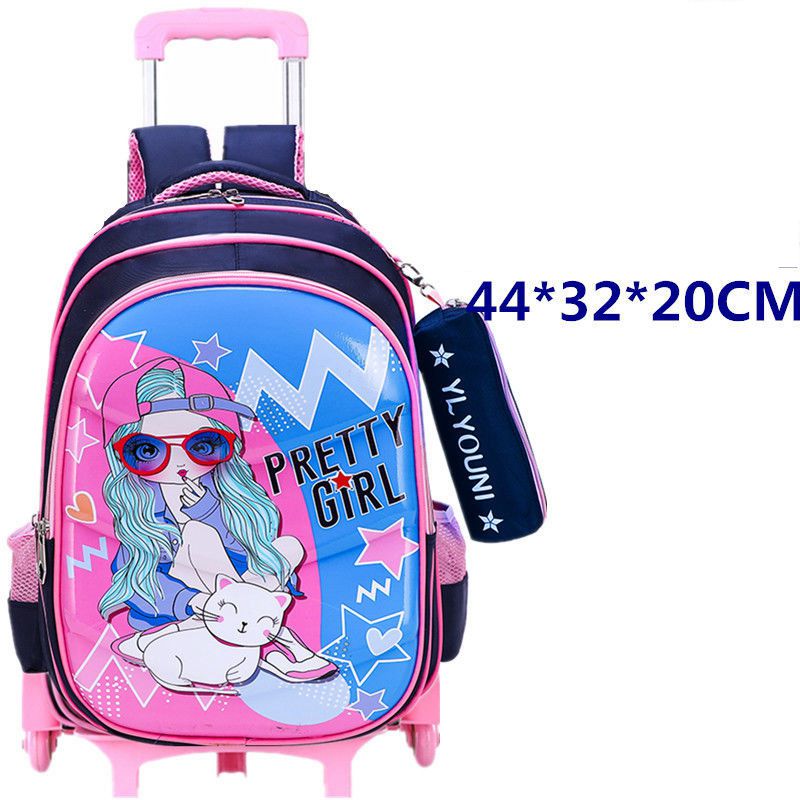 PU School bag with wheels for boys School trolley backpack for girls waterproof Wheeled backpack for school bags trolley bags