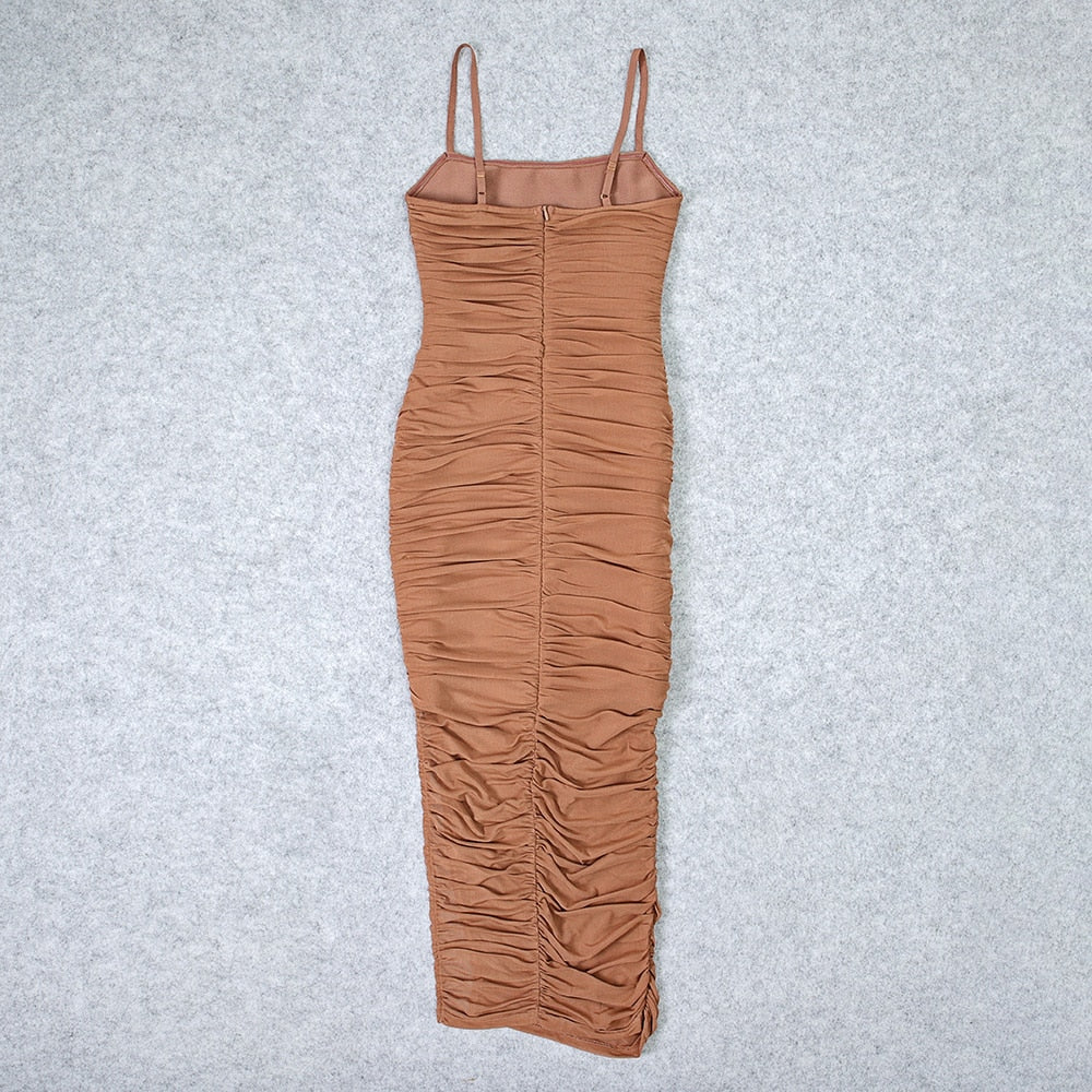 BEAUKEY 2020 Summer New Arrival Sexy Long Bodycon HL Bandage Dresses Women Spaghetti Straps Organza Mesh Maxi Dress Party Club - https://www.luxenorstore.com