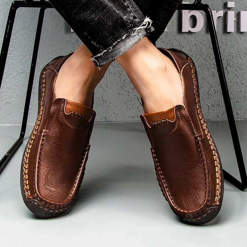 Men's Casual Shoes Handmade Mens Style Shoes Comfortable Lace Up Men's Moccasins Breathable Mens Loafers Big Size 48 Sneakers