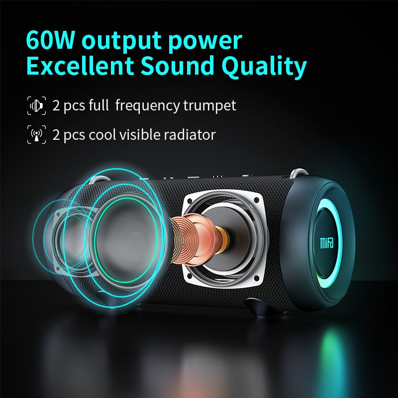 mifa A90 Bluetooth Speaker 60W Output Power Bluetooth Speaker with Class D Amplifier Excellent Bass Performace camping speaker - https://www.luxenorstore.com