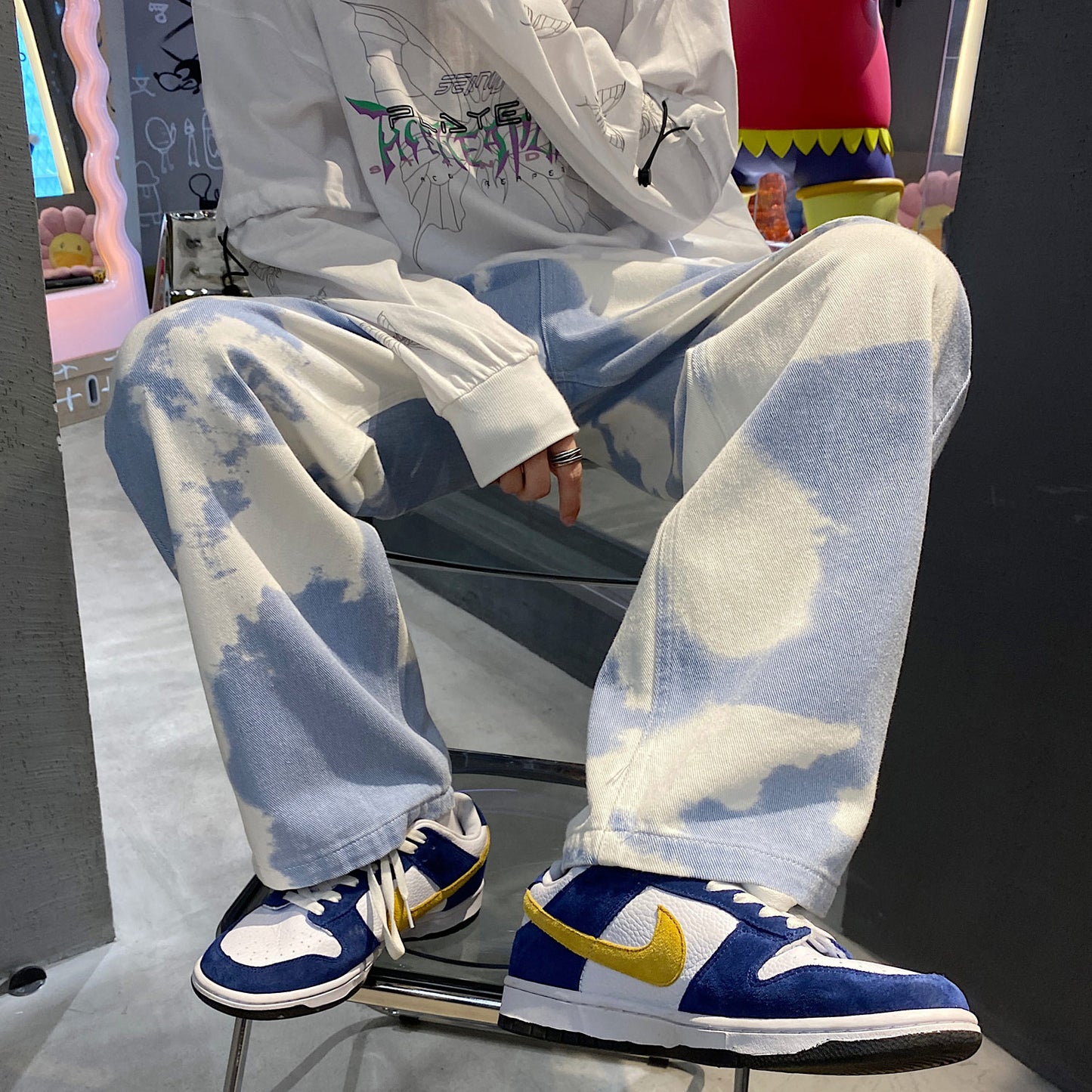 Tie-dye Jeans Denim Pants Men's Jeans for Men Streetwear Jean Baggy Man Male Oversize Trendyol Mens Wide Men´s Boys Clothing