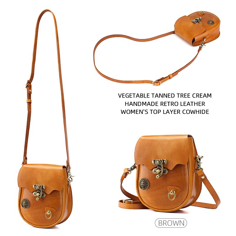 Women's Bag Handmade Leather Shoulder Bag Fashion New Vegetable Tanned Leather Messenger Bag