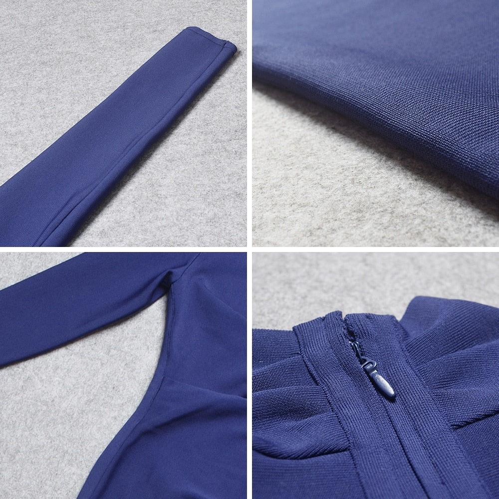BEAUKEY Winter Long Sleeve HL Bandage Dress Deep V Neck Sexy Women Bodycon Dress Loyal Blue Knee Length Maxi XL Cheap Vestido - https://www.luxenorstore.com