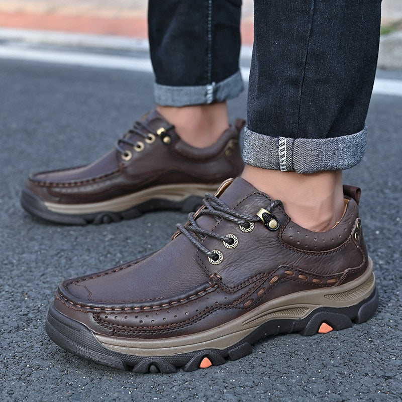 New Large Size Men's Shoes Genuine Leather Flats Men Loafers High Quality Outdoor Men Sneakers Breathable Male Casual Shoes